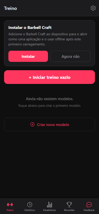 Treino com o cartão de instalação e uso offline.